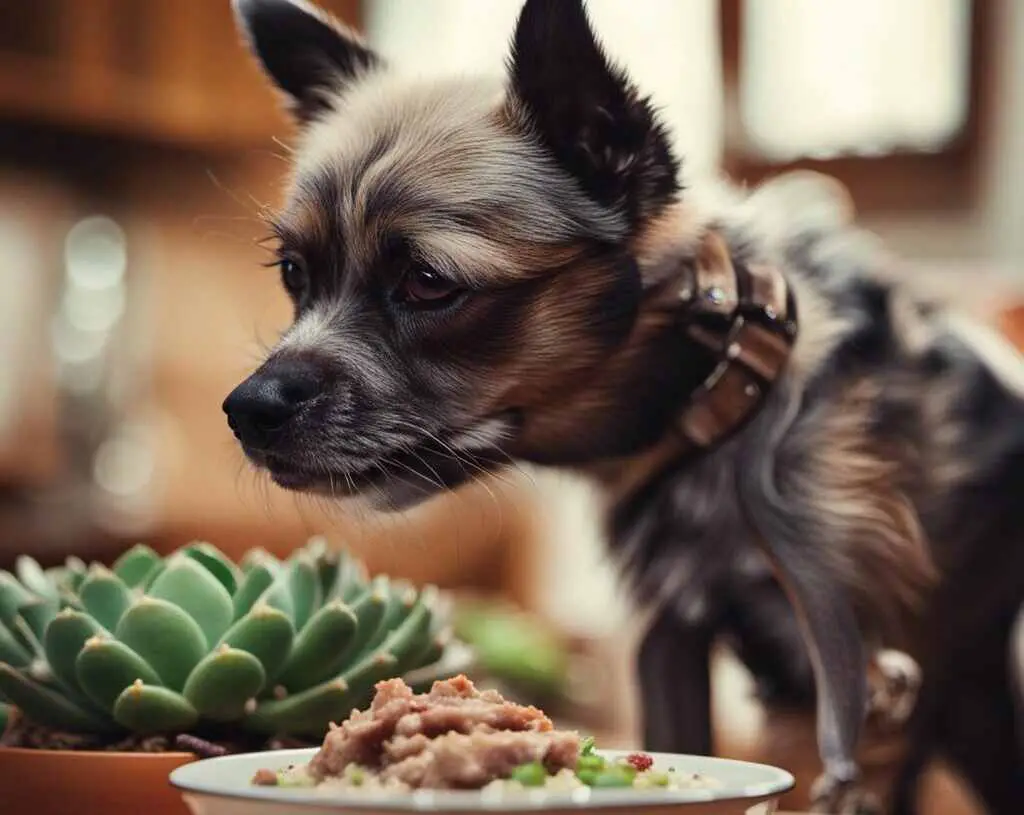 A small dog eating turkey meat from a bowl.